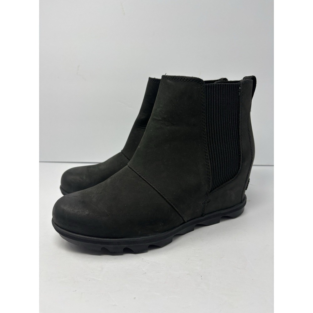 SOREL Joan of Arctic Wedge II Chelsea Leather Slip-On Boots Black US 11